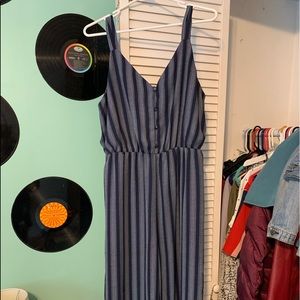 Sienna Sky navy blue striped jumpsuit